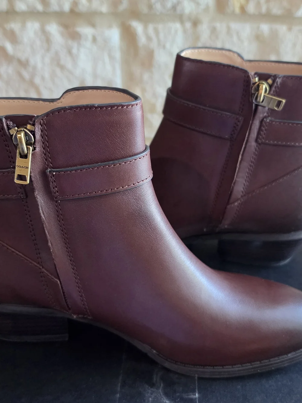 Coach Women's Walnut Leather Ankle Boots